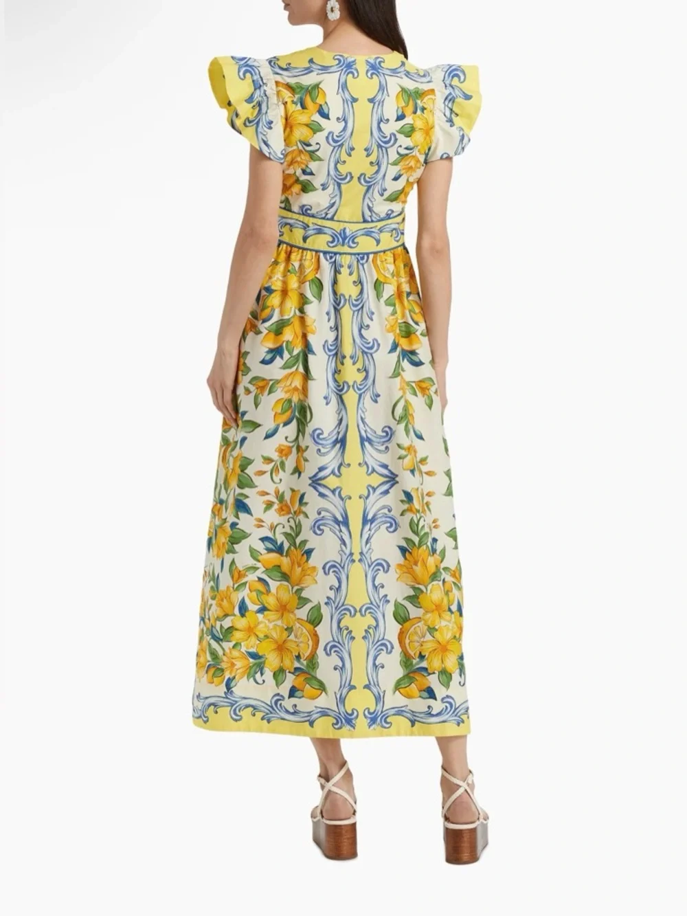 FARM Rio Sicily Scarf Print Maxi Dress Yellow Floral XXS NWT - Picture 2 of 11